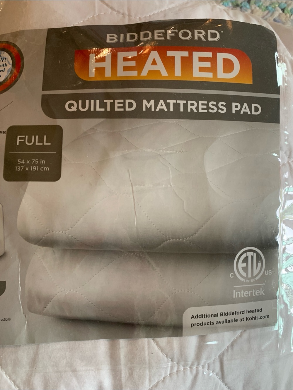 Biddeford Heated Quilted Mattress Pad - White (Full)